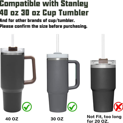 Replacement Straw Compatible with Stanley 40 oz 30 Cup Tumbler, 6 Pack Reusable Cleaning Brush, Plastic, Clear Straw*6 For 40oz/30oz