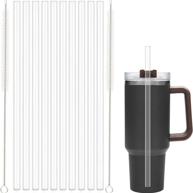 10 Pack Straw Replacement for Stanley 40 oz 64 Adventure Quencher Travel Tumbler Cup, Reusable Straws with Cleaning Brush Compatible Cup Accessories -