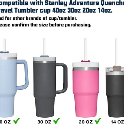 10 Pack Straw Replacement for Stanley 40 oz 64 Adventure Quencher Travel Tumbler Cup, Reusable Straws with Cleaning Brush Compatible Cup Accessories -