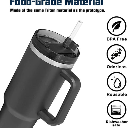 10 Pack Straw Replacement for Stanley 40 oz 64 Adventure Quencher Travel Tumbler Cup, Reusable Straws with Cleaning Brush Compatible Cup Accessories -