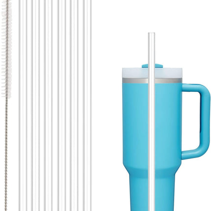 Replacement Straw Compatible with Stanley 40 oz Cup Tumbler, 6 Pack Straws Cleaning Brush for Adventure Travel Plastic Clear -