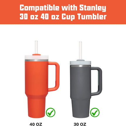 Replacement Straw Compatible with Stanley 40 oz Cup Tumbler, 6 Pack Straws Cleaning Brush for Adventure Travel Plastic Clear -