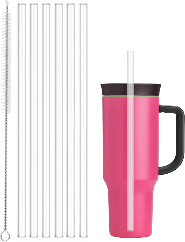 Straw Replacement for Owala 40 oz Tumbler with Handle 6 Pack Reusable Clear Straws Cleaning