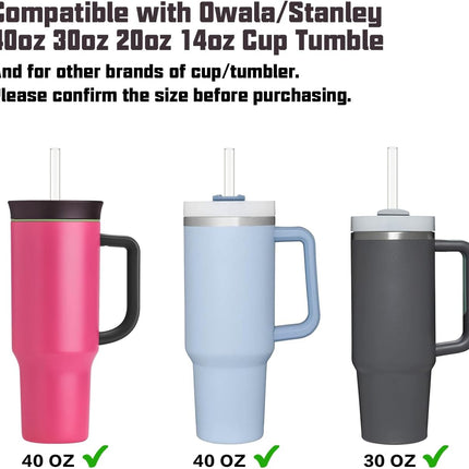 Straw Replacement for Owala 40 oz Tumbler with Handle, 6 Pack Reusable Clear Straws Cleaning Brush, And Stanley/Simple Modorn 40oz Cup, Accessories Owala/Stanley/Simple -
