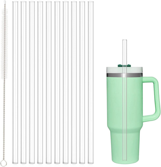 10 Pcs Replacement Straws Compatible with Stanley 30 oz Cup Tumbler Reusable Plastic Cleaning Brush for