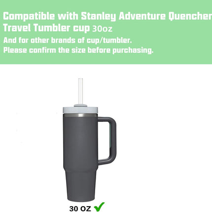 10 Pcs Replacement Straws Compatible with Stanley 30 oz Cup Tumbler, Reusable Plastic Cleaning Brush for Adventure Travel Tumbler（10.4inch Long） -