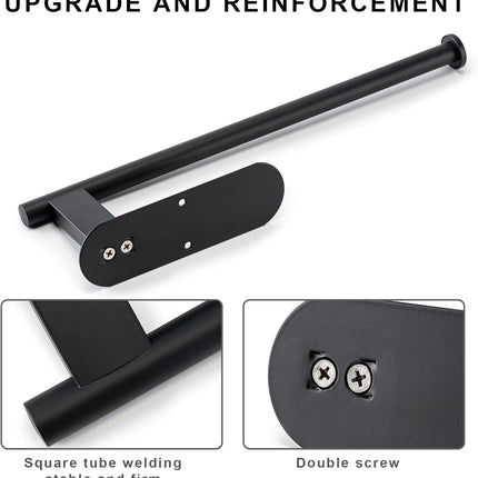 Paper Towel Holder, Upgrade SUS304 Stainless Steel Holder Under Cabinet, Bend-Resistant, Self-Adhesive or Drill mounting (Black) Black -