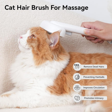 Cat Brush for Shedding, Brushes Indoor Cats, Long or Short Haired Grooming Comb Kitten Rabbit Massage Removes Loose Fur White -