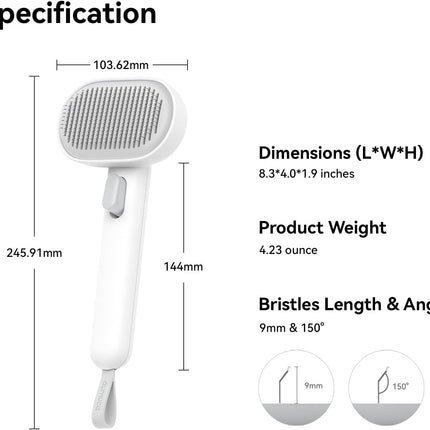 Cat Brush for Shedding, Brushes Indoor Cats, Long or Short Haired Grooming Comb Kitten Rabbit Massage Removes Loose Fur White -