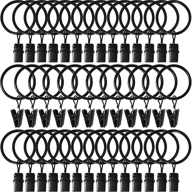 40 Pack Curtain Rings with Clips Drapery Clips Rings Drapes 1.26 in Interior Diameter Fits up to 1 Rod