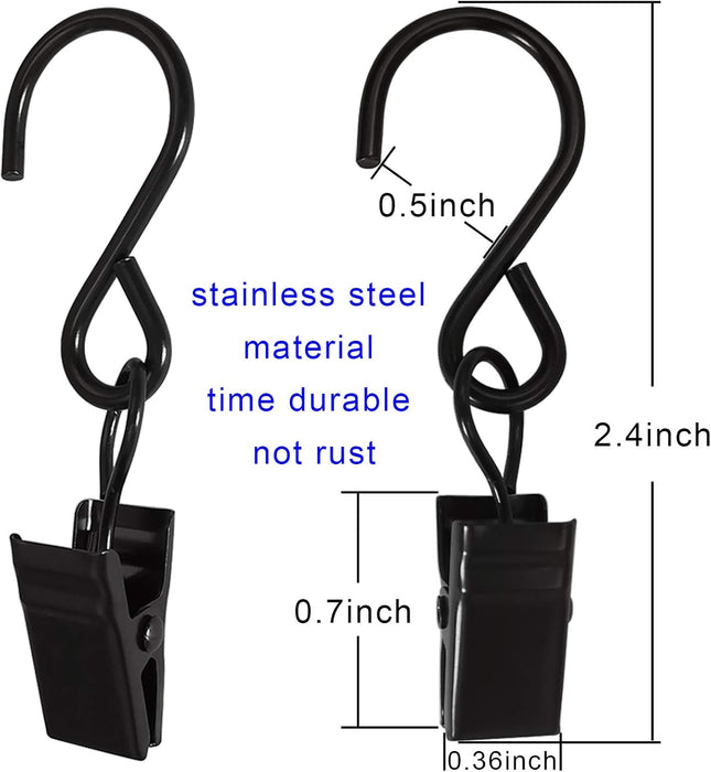 Stainless Steel S Hooks Curtain Clips 50 Pack Hanging Party Lights Clips Hangers Gutter Photo Art Craft – product detail