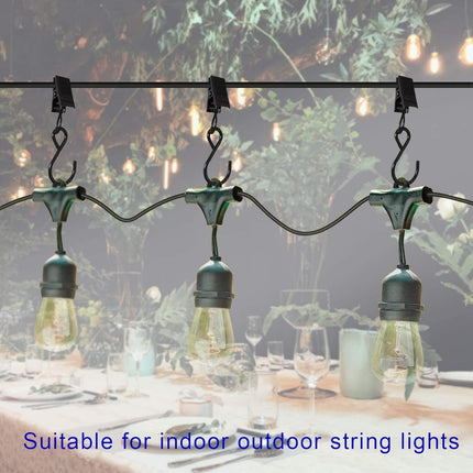 Stainless Steel S Hooks Curtain Clips, 50 Pack Hanging Party Lights Clips Hangers Gutter Photo, Art Craft Display, 2.4 Inch Long, Black Long -