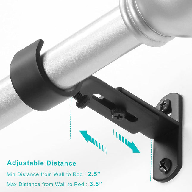 Adjustable Curtain Rod Brackets Metal Window Drapery Hanger Holders Hooks for 1 inch Rods (Black Set of 3) – product detail