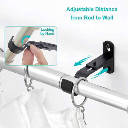 Adjustable Curtain Rod Brackets, Metal Window Drapery Hanger Holders Hooks for 1 inch Rods (Black, Set of 3) Black 3