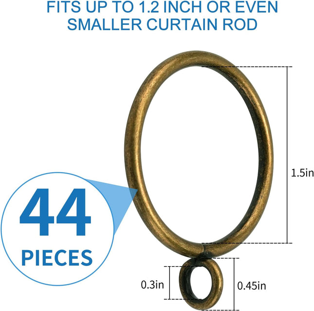44 Pack Curtain Rings with Eyelets Metal Drapery for Pinch Pleat Curtains Drape Ring 1.5 Inch I D Fits Up – product detail