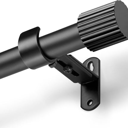 Curtain Rods for Windows 16 to 48 Inch, Rod Max Adjustable Length of 60 in, 1" Diameter Drapery with Cylindrical Finials, Black 1 Pack 16" 48"