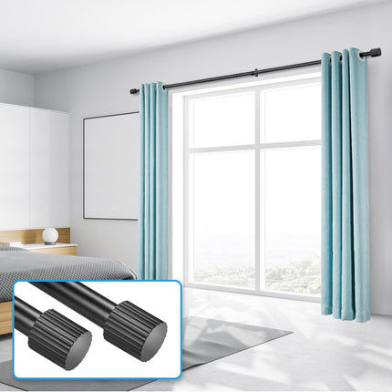 Curtain Rods for Windows 16 to 48 Inch, Rod Max Adjustable Length of 60 in, 1" Diameter Drapery with Cylindrical Finials, Black 1 Pack 16" 48"