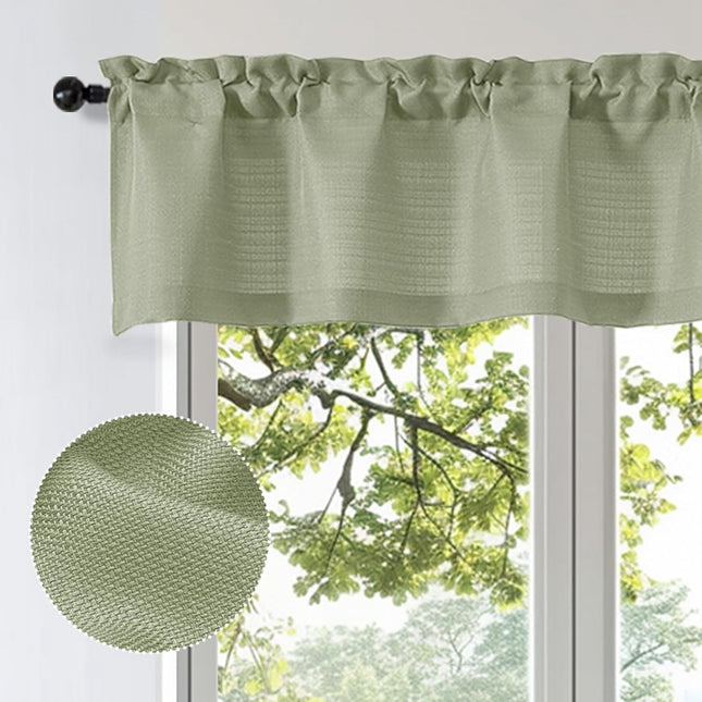 Bob 1 PCS Light Green Valances for Windows Faux Linen Textured Kitchen Window Curtains Valance – product detail