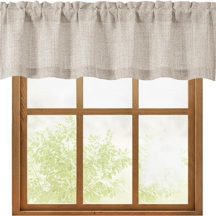 Linen Valances for Windows 1 Pcs, Light Filtering Textured Farmhouse Short Small Valance Curtains Bathroom Basement Living Room Bedroom, Rod Pocket Half Over Sink, 60Wx14L Inch 60"W x 14"L (Pack of 1)