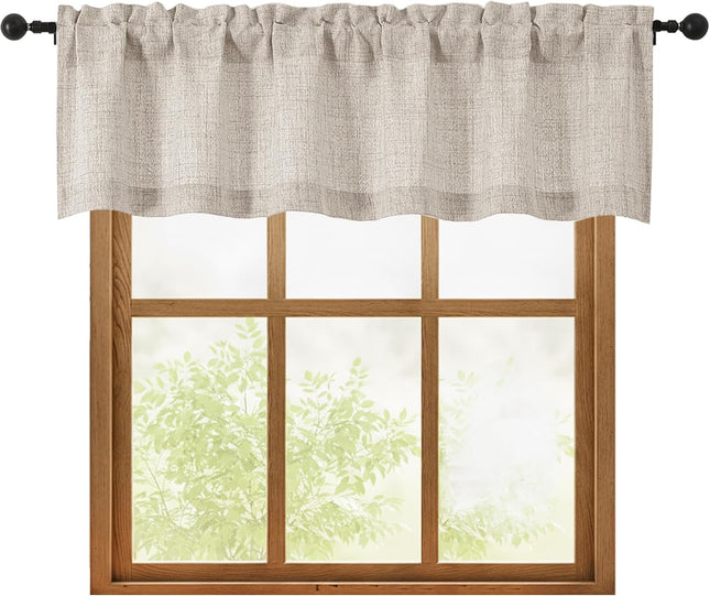 Linen Valances for Windows 1 Pcs Light Filtering Textured Farmhouse Short Small Valance Curtains Bathroom