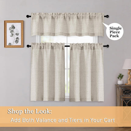 Linen Valances for Windows 1 Pcs, Light Filtering Textured Farmhouse Short Small Valance Curtains Bathroom Basement Living Room Bedroom, Rod Pocket Half Over Sink, 60Wx14L Inch 60"W x 14"L (Pack of 1)