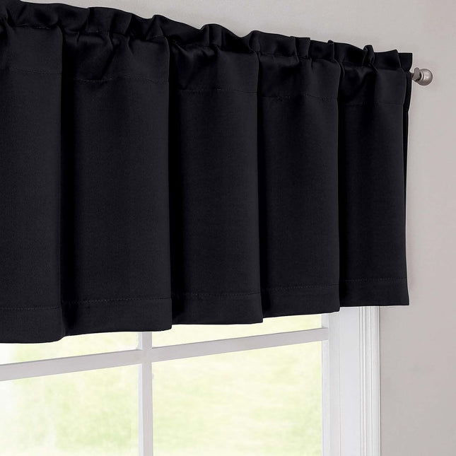 Black Valances for Windows Small Blackout Curtains Kitchen Bedroom Living Room Rod Pocket Privacy – product detail