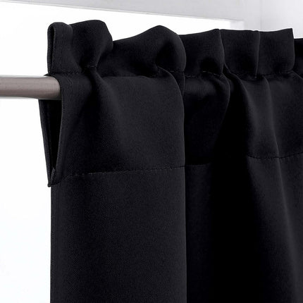 Black Valances for Windows, Small Blackout Curtains Kitchen Bedroom Living Room, Rod Pocket Privacy Modern Solid Short Window Treatment Valance Bathroom Panels, 60" Wx18 L,1 Piece 60"W x 18"L (Pack of