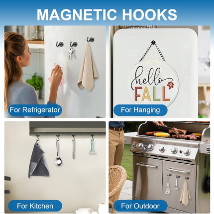 Magnetic Hooks, 12 Pack 30lbs+ Magnet Hook 2026 Cruise Cabin Ship Essentials Heavy Duty Strong Magnets Refrigerator Fridge Hanging for Classroom Beach Vacation Kitchen Grills (Black) Black 0.63in x
