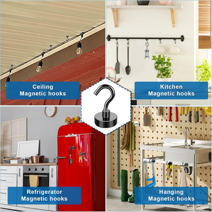 Magnetic Hooks, 12 Pack 30lbs+ Magnet Hook 2026 Cruise Cabin Ship Essentials Heavy Duty Strong Magnets Refrigerator Fridge Hanging for Classroom Beach Vacation Kitchen Grills (Black) Black 0.63in x
