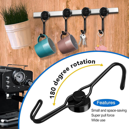 Hooks, 30lbs+ Magnetic Magnet Hook 2026 Cruise Cabin Ship Essentials Heavy Duty Strong Refrigerator Fridge Hanging for Classroom Beach Vacation Kitchen Grills Home Mug Hanger (6 Pack) Black 0.63in x