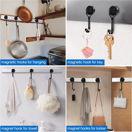 Hooks, 30lbs+ Magnetic Magnet Hook 2026 Cruise Cabin Ship Essentials Heavy Duty Strong Refrigerator Fridge Hanging for Classroom Beach Vacation Kitchen Grills Home Mug Hanger (6 Pack) Black 0.63in x