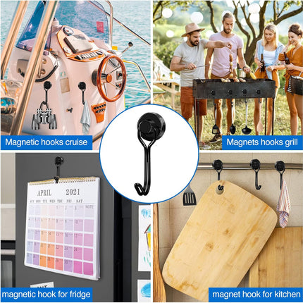 Hooks, 30lbs+ Magnetic Magnet Hook 2026 Cruise Cabin Ship Essentials Heavy Duty Strong Refrigerator Fridge Hanging for Classroom Beach Vacation Kitchen Grills Home Mug Hanger (6 Pack) Black 0.63in x