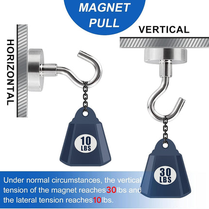Strong Magnetic Hooks, 30lbs Hooks for Cruise Cabins, Magnet Ship Essentials, Rare Earth Magnets with Refrigerator,Hanging,Classroom,Kitchen,Ceiling-25 Pack Silver 0.63in x 1.38in