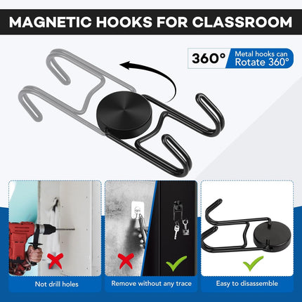 Magnetic Hooks, 50lbs+ 2026 Cruise Cabin Ship Essentials Magnet Hook Heavy Duty Strong Magnets Refrigerator Fridge Hanging for Classroom Beach Vacation Kitchen Home Must Haves 5 Pcs (Black) Black 1in