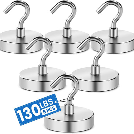 Magnetic Hooks for Cruise Cabins, 130LBS Strong Magnet Heavy Duty Essentials 2026, Powerful Magnets Door Decoration, Metal Ship Walls, Ceiling- 6 Pcs Silver 1.26in x 1.34in