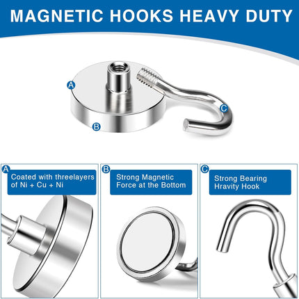 Magnetic Hooks for Cruise Cabins, 130LBS Strong Magnet Heavy Duty Essentials 2026, Powerful Magnets Door Decoration, Metal Ship Walls, Ceiling- 6 Pcs Silver 1.26in x 1.34in
