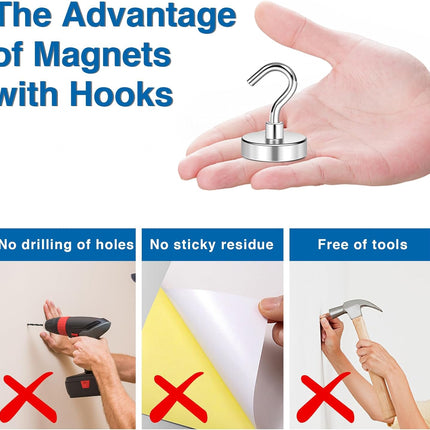Magnetic Hooks for Cruise Cabins, 130LBS Strong Magnet Heavy Duty Essentials 2026, Powerful Magnets Door Decoration, Metal Ship Walls, Ceiling- 6 Pcs Silver 1.26in x 1.34in