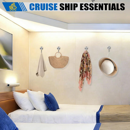 Magnetic Hooks for Cruise Cabins, 60Lbs Swivel Heavy Duty, Ship Essentials, Locker Accessories, Magnet Hook Classroom, Refrigerator, Hanging, Grill -6 Pack Silver 1x2inch