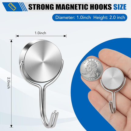 Magnetic Hooks for Cruise Cabins, 60Lbs Swivel Heavy Duty, Ship Essentials, Locker Accessories, Magnet Hook Classroom, Refrigerator, Hanging, Grill -6 Pack Silver 1x2inch