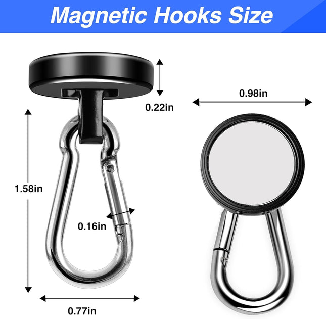 Strong Magnetic Hooks 70LBS Hooks Heavy Duty Neodymium Magnets with Carabiner Hook Magnet Swivel – product detail