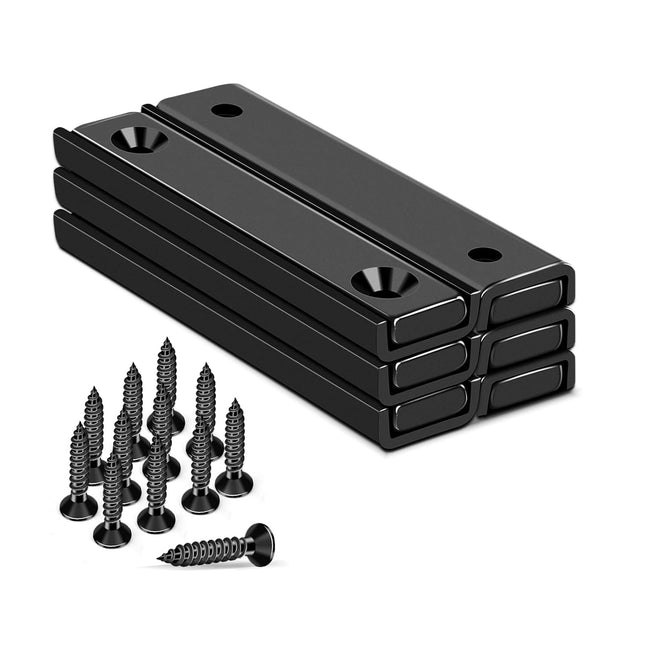 80lbs Neodymium Bar Magnets with Screws Holes Strong Cabinet for Closure Rare Earth Magnetic in Black