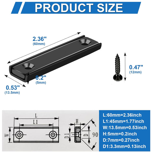 80lbs Neodymium Bar Magnets with Screws Holes Strong Cabinet for Closure Rare Earth Magnetic – product detail