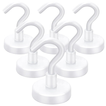 Cruise Essentials: 40Lbs White Magnets, Strong Magnetic Hooks for Hanging, 6 Pack -