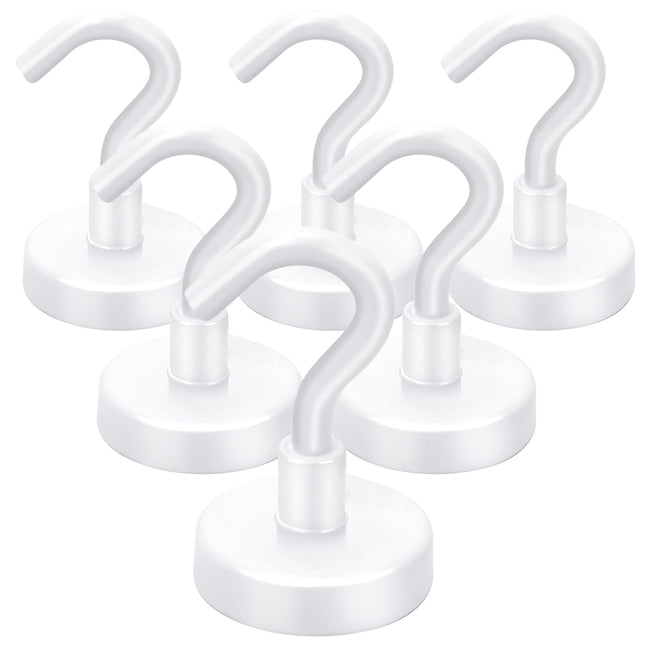 Cruise Essentials 40Lbs White Magnets Strong Magnetic Hooks for Hanging 6 Pack V1259-DP01-A-4372