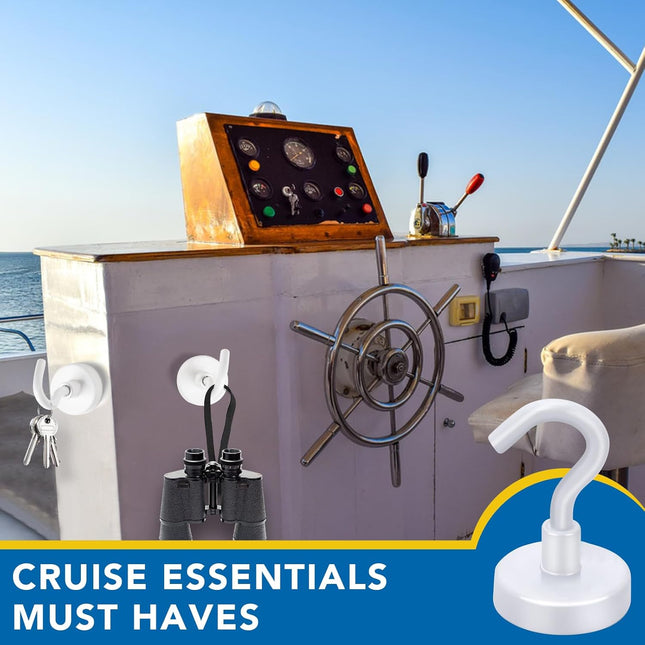 Cruise Essentials 40Lbs White Magnets Strong Magnetic Hooks for Hanging 6 Pack – product detail
