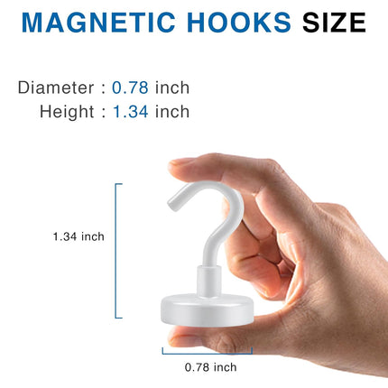 Cruise Essentials: 40Lbs White Magnets, Strong Magnetic Hooks for Hanging, 6 Pack -