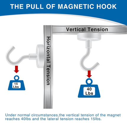 Cruise Essentials: 40Lbs White Magnets, Strong Magnetic Hooks for Hanging, 6 Pack -