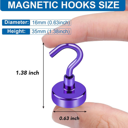 Cruise Essentials, 28lbs Magnetic Hooks for Cabins, Purple Magnets Door, Strong Hanging, Refrigerator, Celling, Grill - 12 Pack
