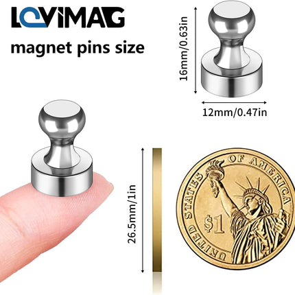 90Pcs Refrigerator Magnets - Strong Neodymium Fridge for Whiteboard, Metal Push Pin Magnets, Ideal Kitchen, Office, School