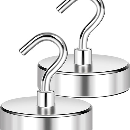 150LBS Magnetic Hooks, Strong Magnet Hooks for Hanging Heavy Duty, Neodymium Magnets with Refrigerator, Cruise Cabins, Hanging, Grill, Kitchen, Locker - 2 Pack, 150lbs-2p